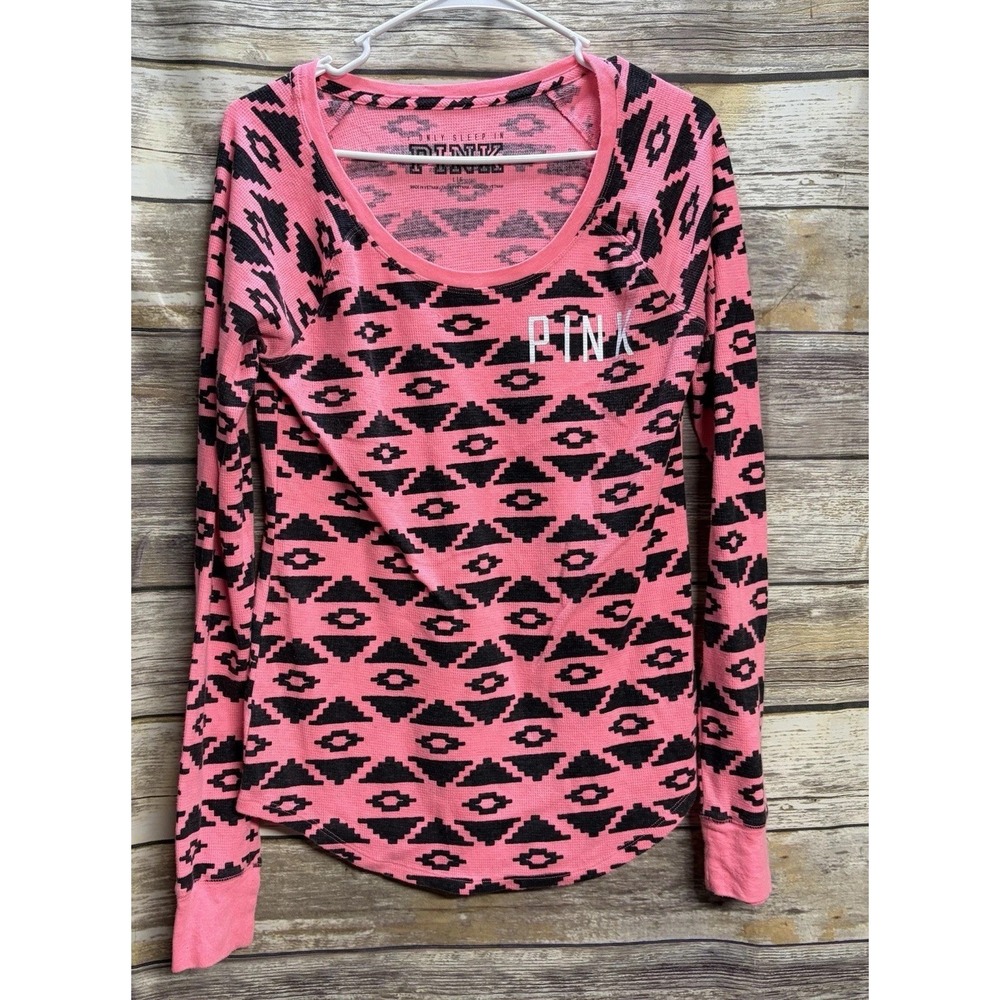 Victoria's Secret Thermal PINK Collection L/S Shirt Women's Large Pajama Top